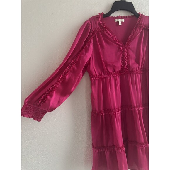 Chelsea & Violet Satin Long Balloon Sleeve Button Front Mini Dress xl - Picture 5 of 13